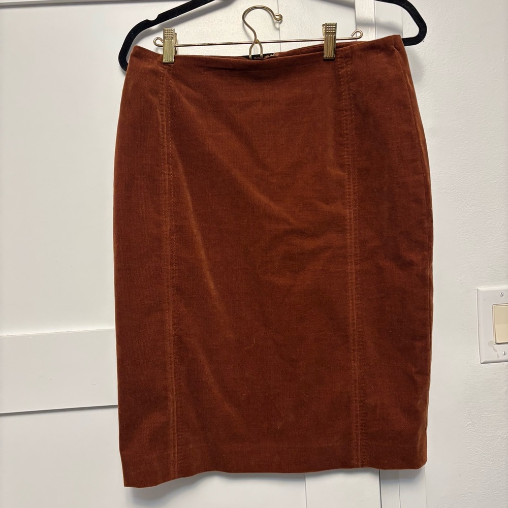 Daniel Hechter Paris Vintage Rust Brown Corduroy Pencil Skirt